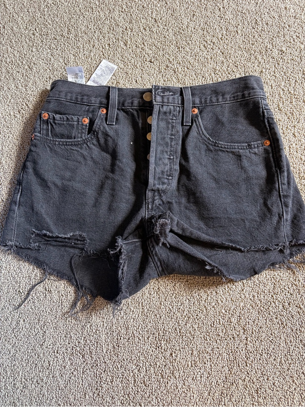 Levi's Black Distressed High-Rise Denim Cutoff Shorts
